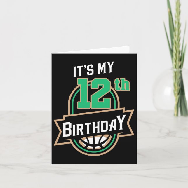 Carte C'est mon 12e anniversaire Bysketbyll Theme (Devant)