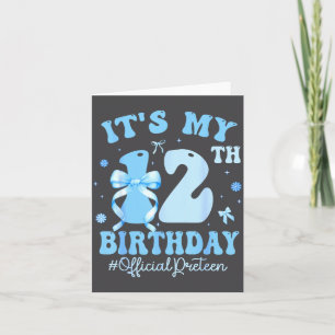 Carte C'est mon 12e anniversaire fille coquette noeud bl
