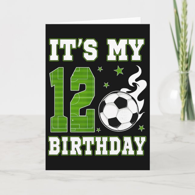 Carte C'est mon 12e anniversaire garçon football 12 ans  (Devant)
