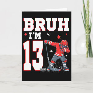 Carte C'est mon 13e anniversaire garçon hockey sur glace