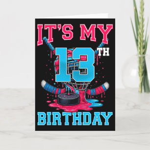 Carte C'est mon 13e anniversaire Hockey 13 ans Crème gla