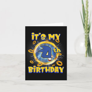 Carte C'est mon 4e anniversaire garçon Famille de jumela