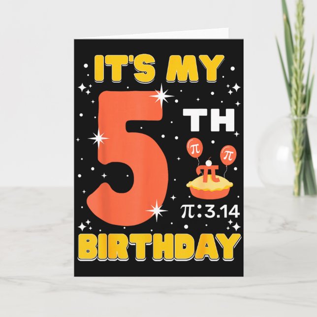 Carte C'est mon 5ème anniversaire Pi Day Math 5 ans Enfa (Devant)