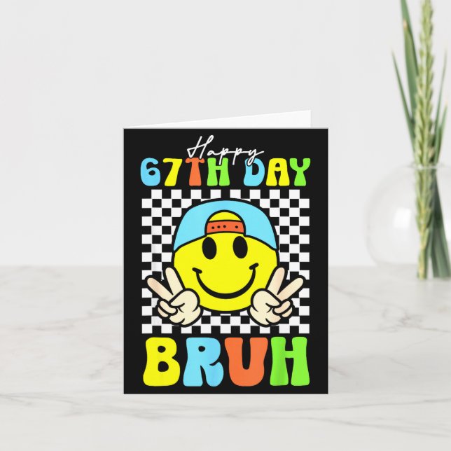 Carte C'est mon 67e jour d'école Bruh Six Sept Meme Boy (Devant)