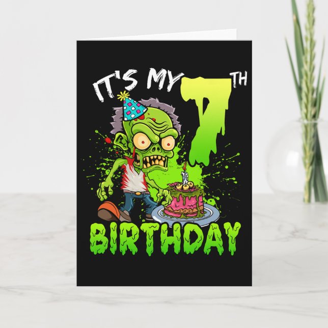 Carte C'est mon 7e anniversaire Zombie Lover 7 ans Garço (Devant)