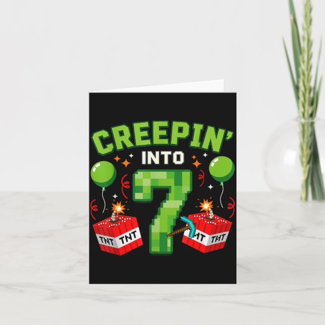 Carte C'est mon 7ème anniversaire garçon joueur Creen' d (Devant)