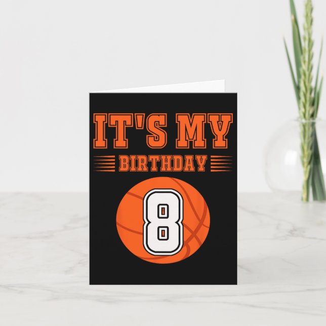Carte C'est mon 8e anniversaire garçon 8 ans Bysketbyll  (Devant)