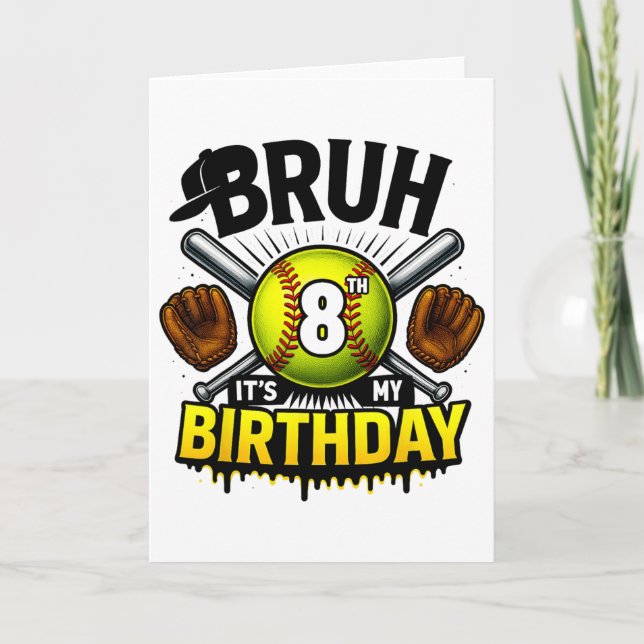 Carte C'est mon 8ème anniversaire Les garçons sont doux  (Devant)
