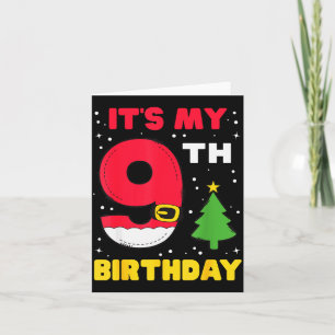 Carte C'est mon 9e anniversaire Noël 9 ans Père Noël B
