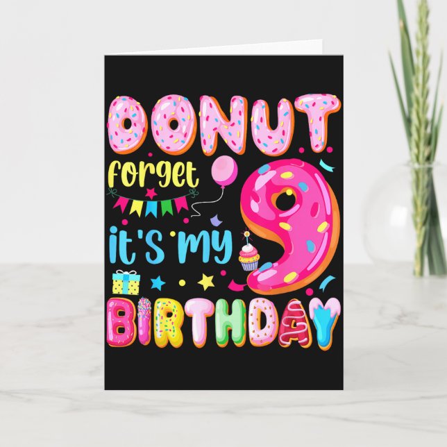 Carte C'est mon 9e anniversaire N'oublie pas Pun Anniver (Devant)