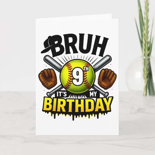Carte C'est mon 9ème anniversaire Les garçons sont doux  (Devant)