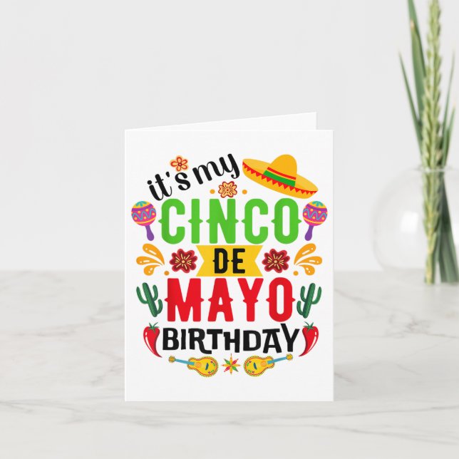 Carte C'est mon anniversaire Cinco De Mayo drôle Cinco D (Devant)