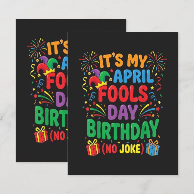 Carte C'est mon anniversaire du poisson d'avril et ce n' (Devant / Derrière)
