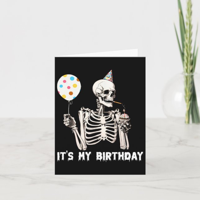 Carte C'est mon anniversaire Halloween Squelette drôle A (Devant)