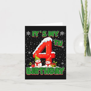 Carte C'est mon anniversaire pour mes 4 ans Bonhomme de 