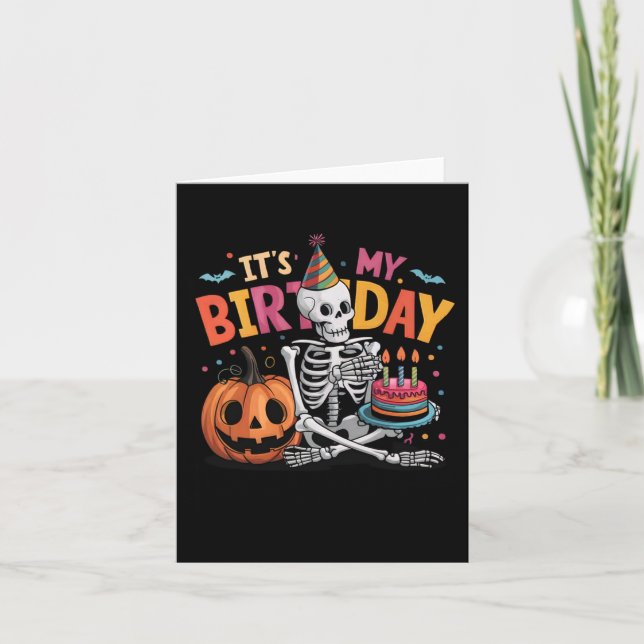 Carte C'est mon anniversaire Skeleton Joyeux Halloween A (Devant)
