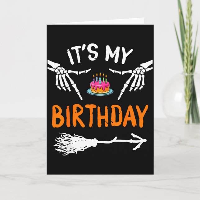 Carte C'est mon anniversaire squelette Joyeux anniversai (Devant)