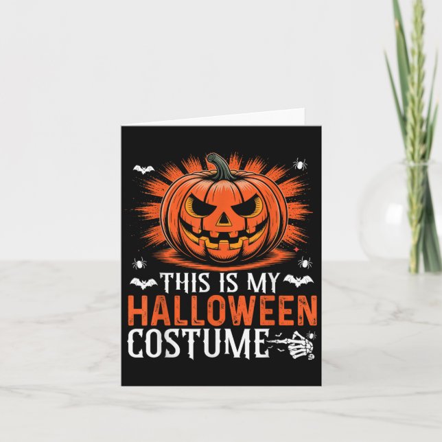 Carte C'Est Mon Costume D'Halloween Citrouille Drôle (Devant)