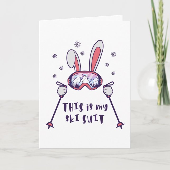 Carte C'est mon lapin de ski en combinaison de ski avec  (Devant)