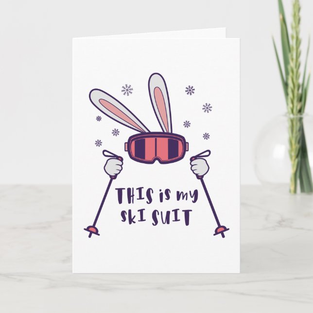 Carte C'est mon lapin de ski en combinaison de ski avec  (Devant)