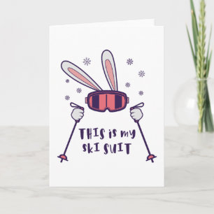 Carte C'est mon lapin de ski en combinaison de ski avec 