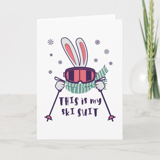Carte C'est mon lapin de ski en combinaison de ski avec  (Devant)