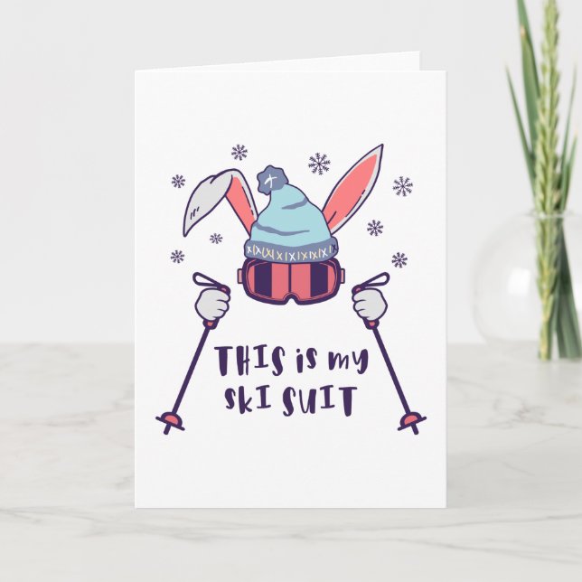 Carte C'est mon lapin de ski en combinaison de ski avec  (Devant)