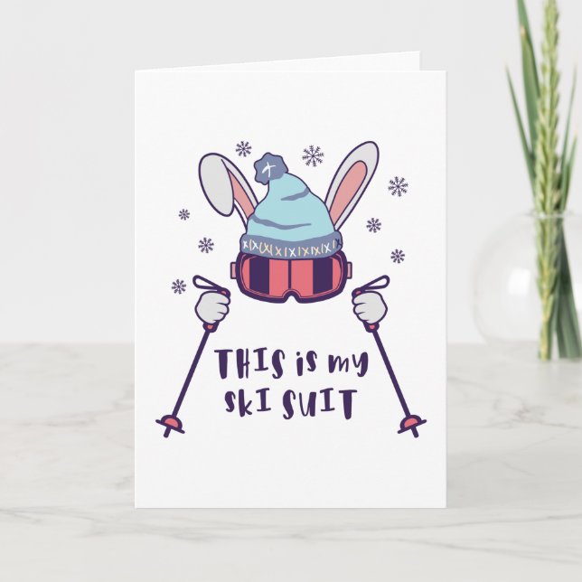 Carte C'est mon lapin de ski en combinaison de ski avec  (Devant)