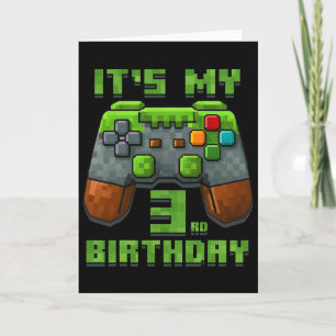 Carte C'est mon t-shirt d'anniversaire 3 ans Gamer Vidéo