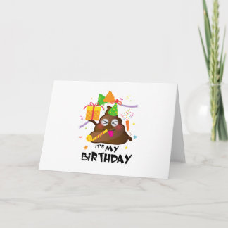 Carte C'est My Birthday Poop Emoji kids Girl Party