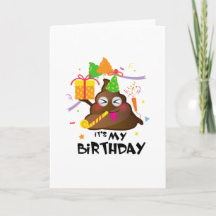 Carte C'est My Birthday Poop Emoji kids Girl Party