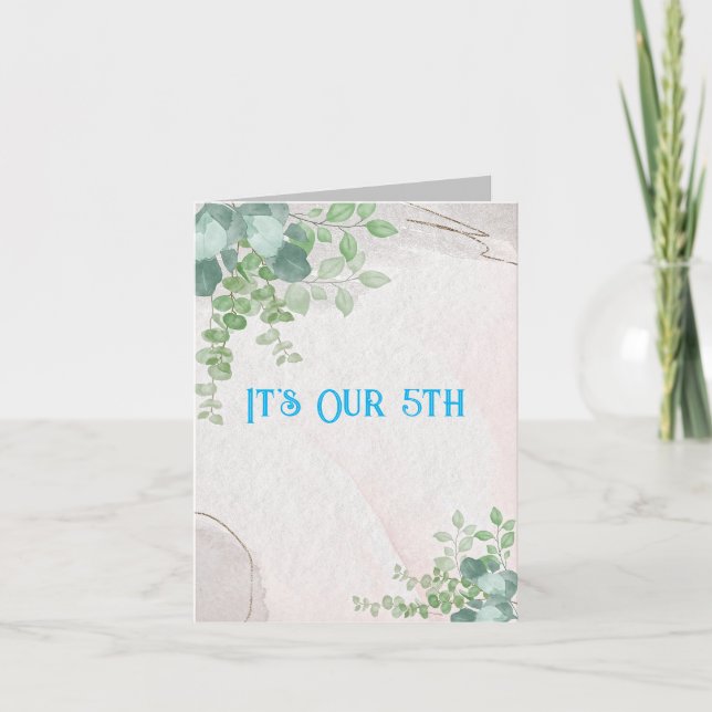 Carte "C'est notre 5ème" anniversaire de mariage (Devant)