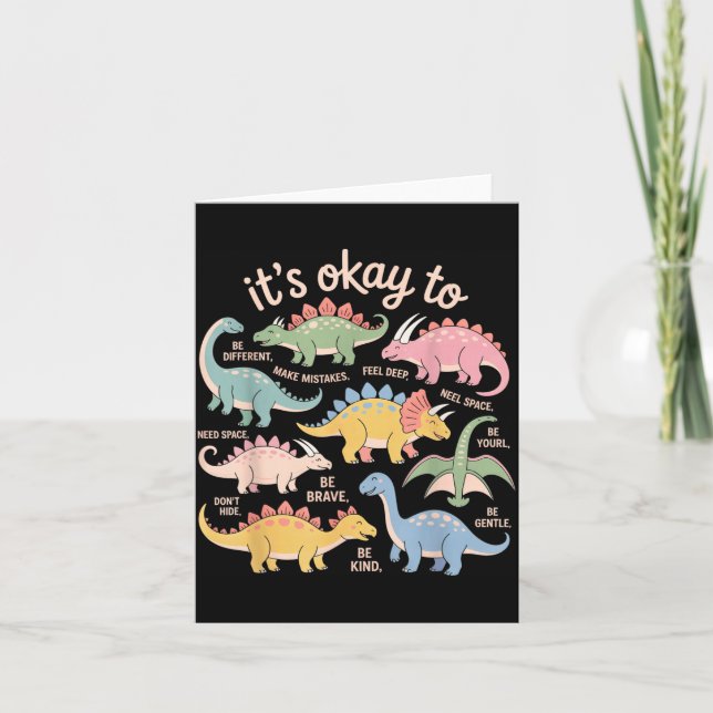Carte C'est Okay d'être différent Dinosaure drôle Autism (Devant)