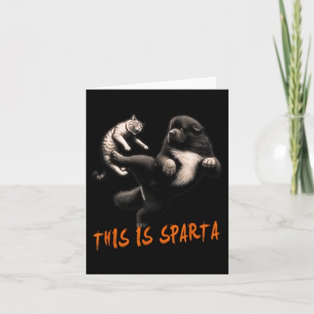 Carte C'Est Sparta - Chien Vs Chat (Devant)