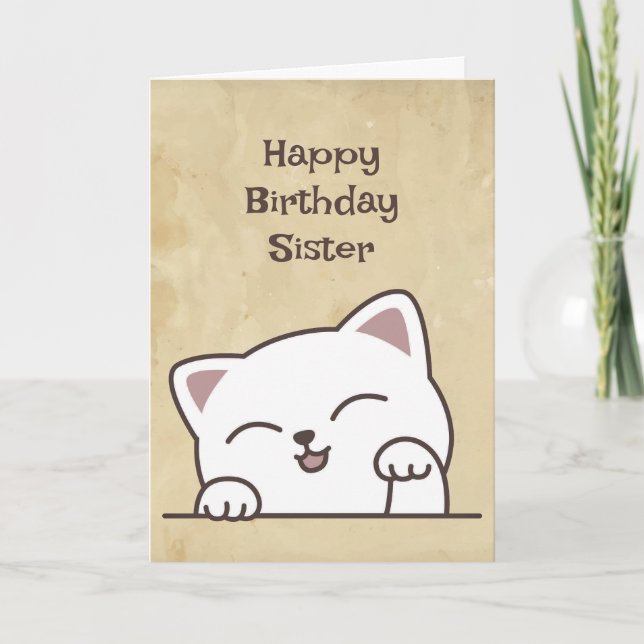 Carte C'est ton anniversaire Fun Chat Je t'aime Soeur (Devant)