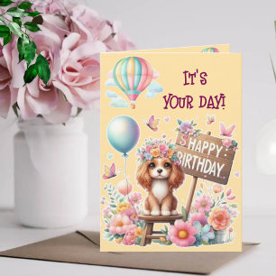 Carte C'est ton jour ! Joyeux Anniversaire mignon chiot