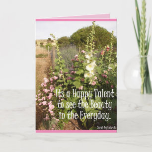 Carte C'est un carton floral de roses trémières roses Ta