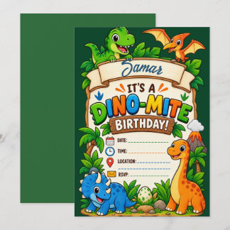 Carte C'est une fête d'anniversaire Dino-Mite personnali