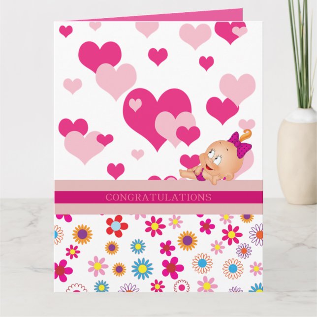 Carte C'est une fille : félicitations ! - (Devant)