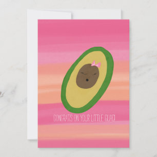 Carte C'est une fille Félicitations Bébé Avocado Aquarel
