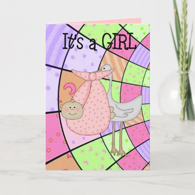 Carte C'est une nouvelle fille Faire-part bébé (Devant)