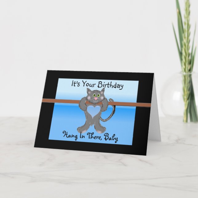 Carte C'est votre anniversaire, drôle de chat (Devant)