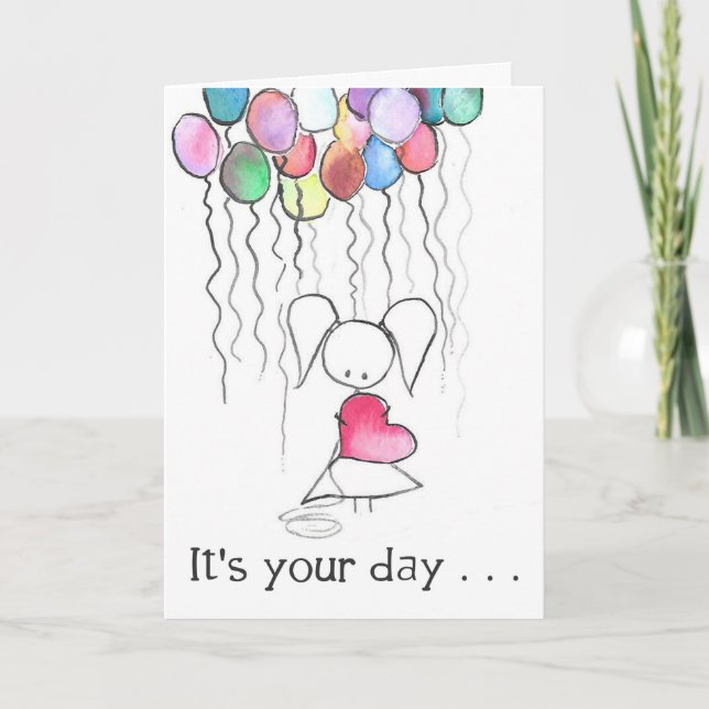 Carte C'est votre jour Watercolor Balloons Birthday Card (Devant)