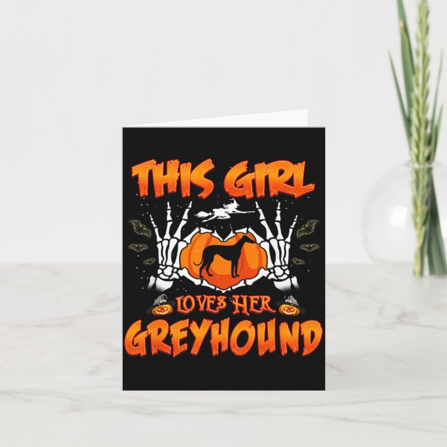 Carte Cette fille adore Greyhound Chien Funny Halloween (Devant)