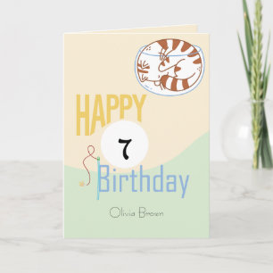 Carte Cette Vie Chat Joyeux "7" Anniversaire Nom Anniver