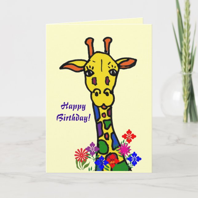 Carte CG. joyeux anniversaire ! Girafe (Devant)