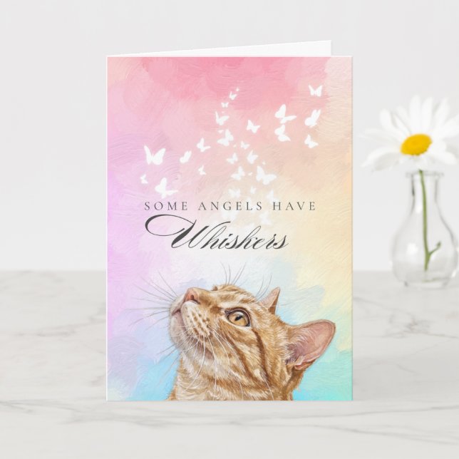 Carte Chagrin de perte de chat tigré orange arc-en-ciel  (Petite plante)