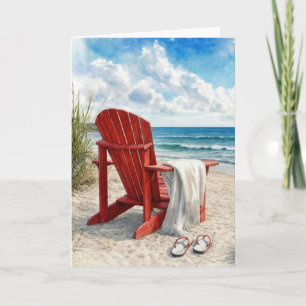 Carte Chaise de plage Adirondack rouge d'anniversaire