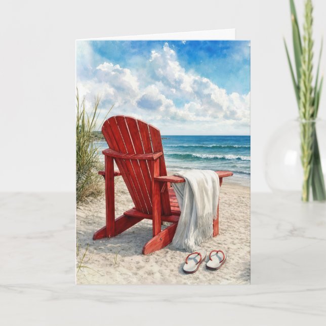 Carte Chaise de plage Adirondack rouge d'anniversaire (Devant)