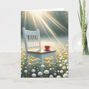 Carte Chaise et Mug rouge en Fleur sauvage Anniversaire